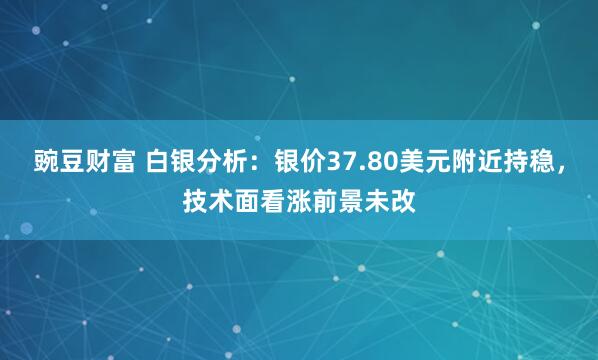 豌豆财富 白银分析：银价37.80美元附近持稳，技术面看涨前景未改